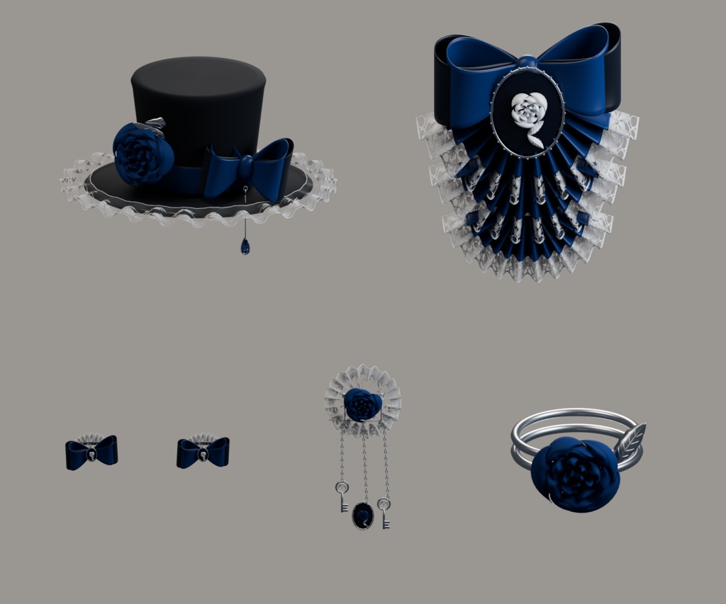 ゴシックアクセサリ30種類|Blender・FBX・GLB