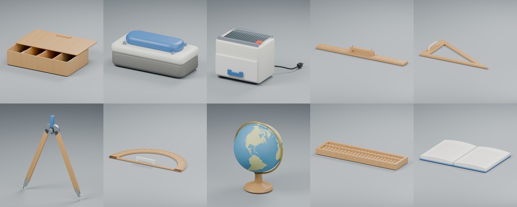 教室・学校の道具100種類+教室内装|Blender・GLB・FBX・Unity
