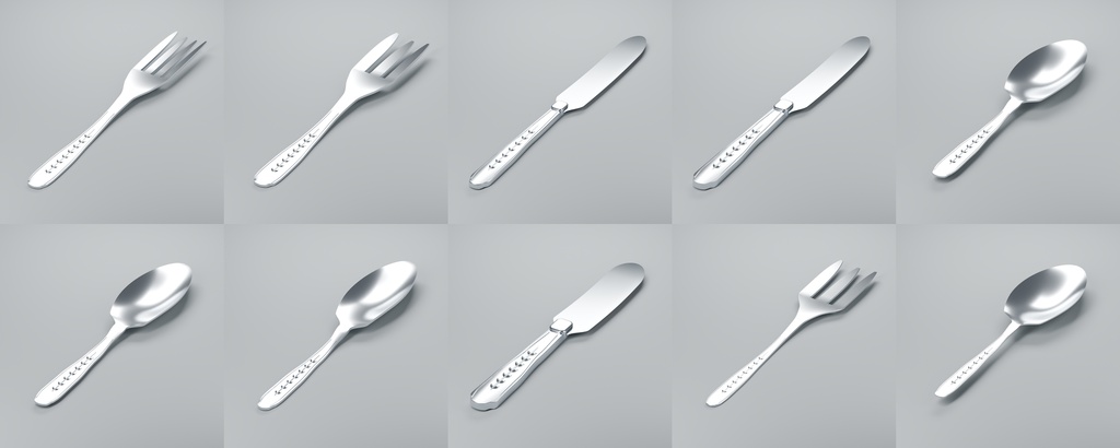 クラシック洋食ダイニングセット 34種類【3D素材】