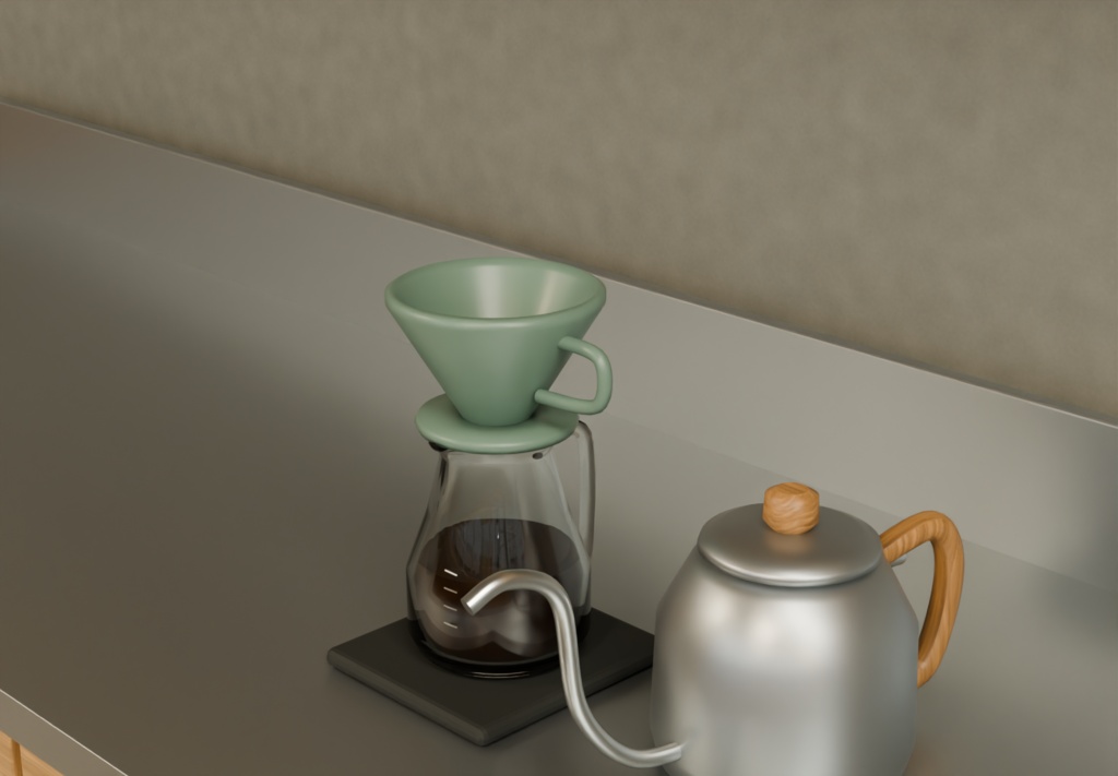 シンプルなカフェ|BLEND・FBX・GLB・VRC想定ワールド