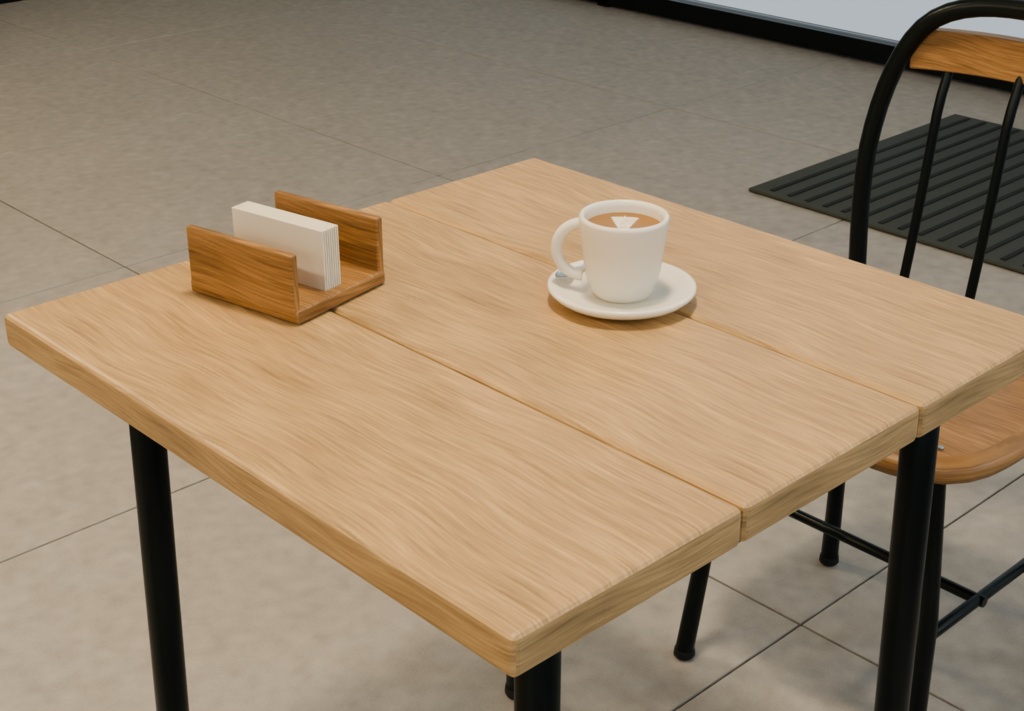 シンプルなカフェ|BLEND・FBX・GLB・VRC想定ワールド