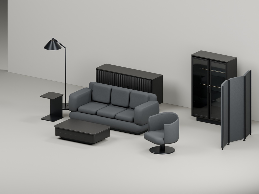 モノトーンモダン家具36点|BLEND・FBX・GLB・Unity・VRC向け家具素材