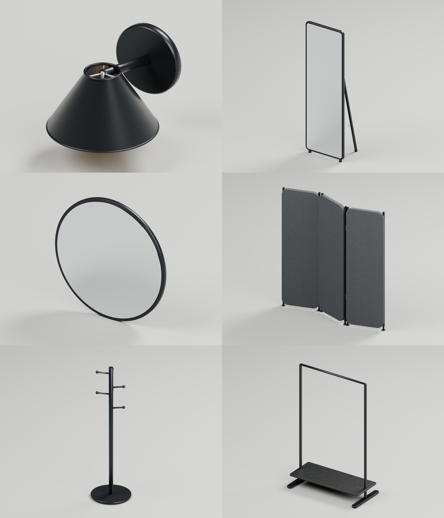 モノトーンモダン家具36点|BLEND・FBX・GLB・Unity・VRC向け家具素材