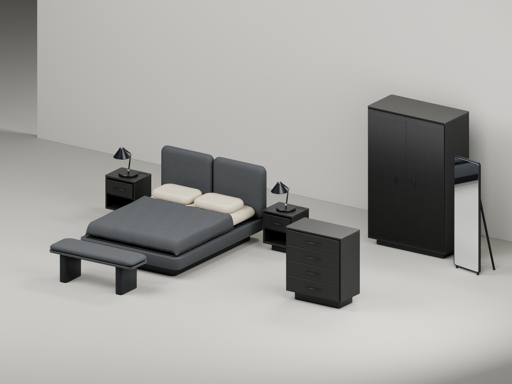モノトーンモダン家具36点|BLEND・FBX・GLB・Unity・VRC向け家具素材