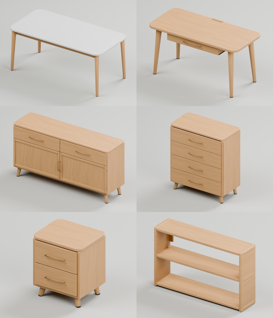 ナチュラルモダン家具36点|BLEND・FBX・GLB・Unity・VRC向け家具素材