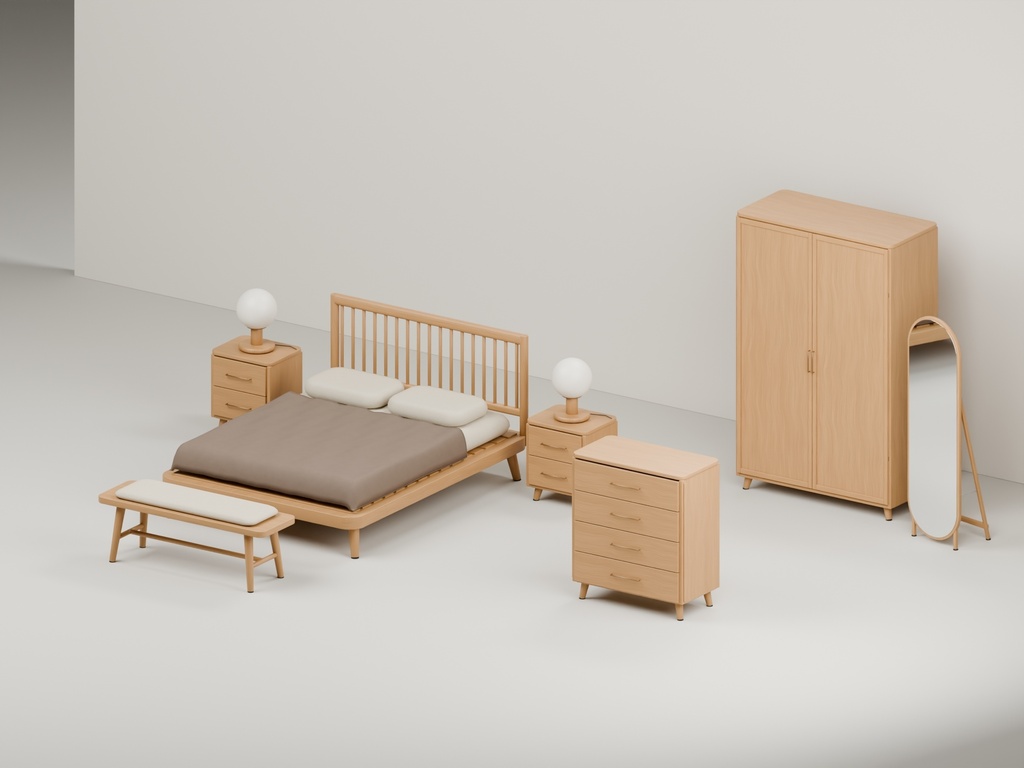 ナチュラルモダン家具36点|BLEND・FBX・GLB・Unity・VRC向け家具素材