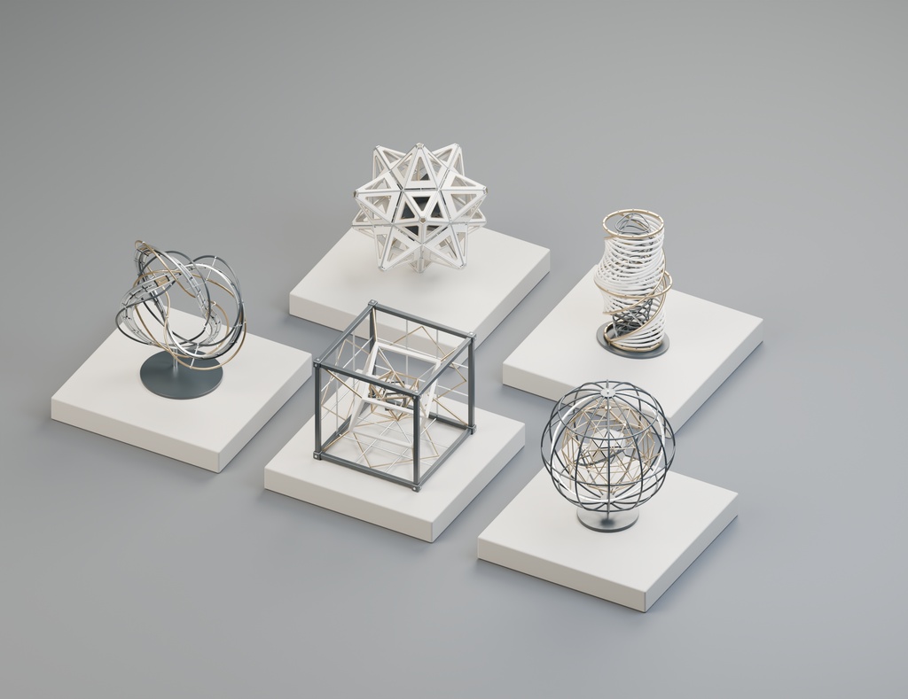 幾何学オブジェクト30点セット|BLEND・FBX・GLB・展示装飾素材