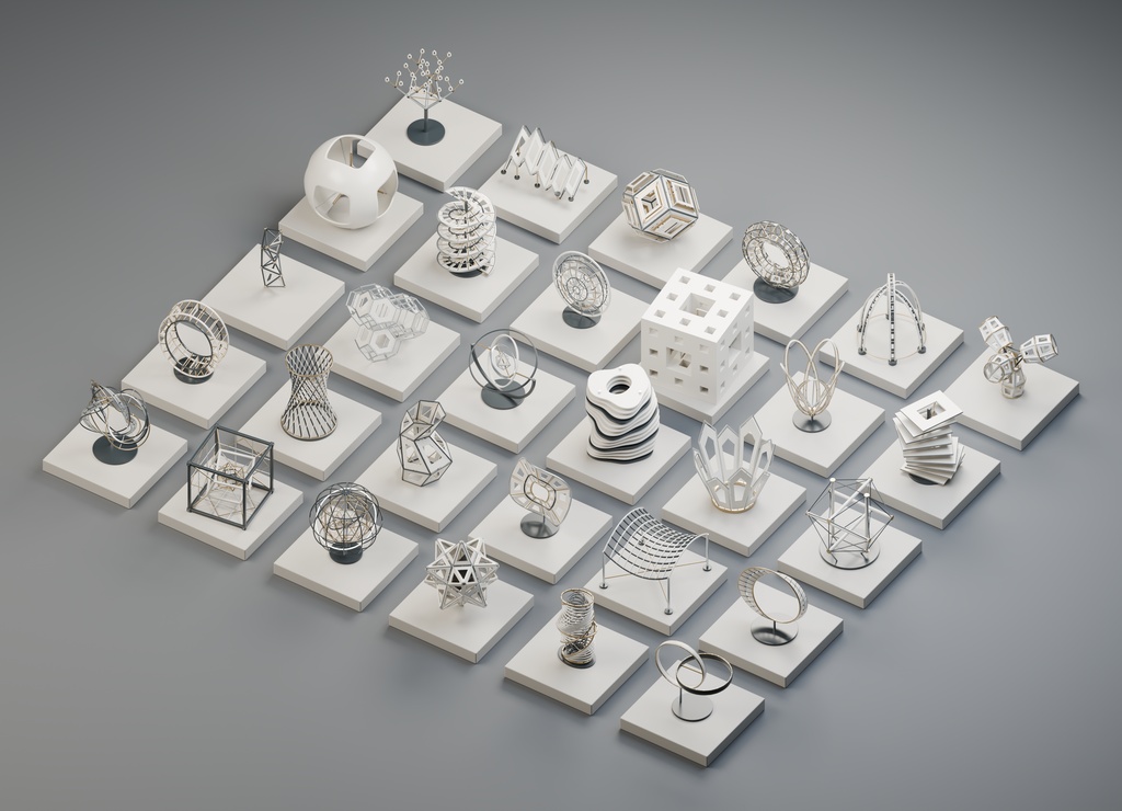 幾何学オブジェクト30点セット｜BLEND・FBX・GLB・展示装飾素材