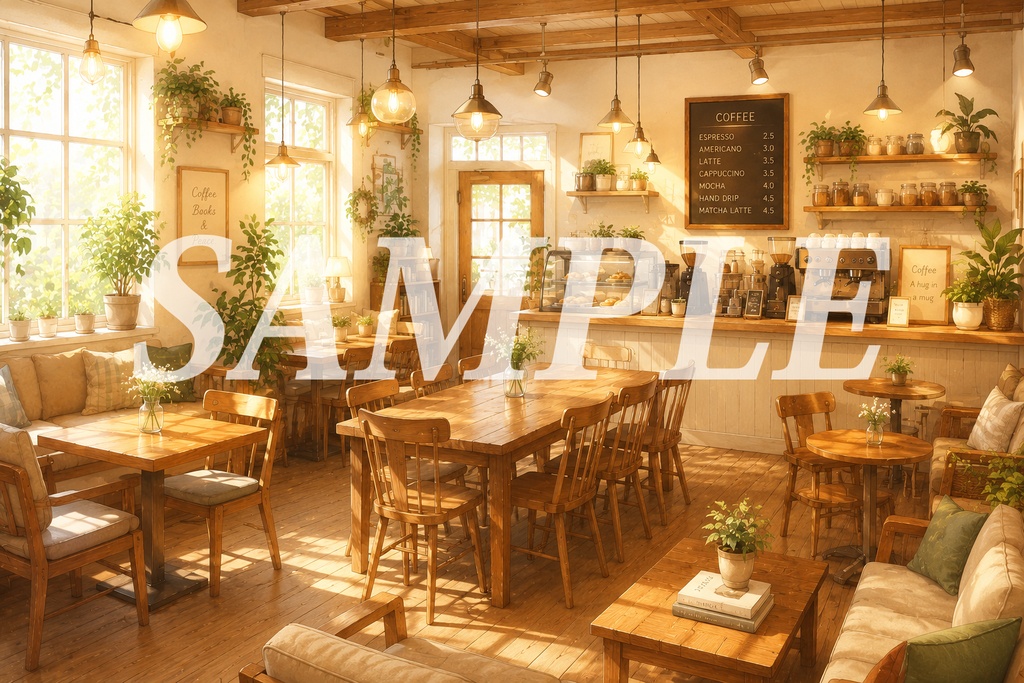 vtuber向け【配信背景素材】お洒落な喫茶店 (カフェ、喫茶店、コーヒー、暖かい)