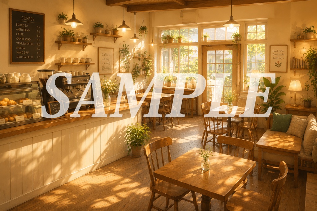 vtuber向け【配信背景素材】お洒落な喫茶店 (カフェ、喫茶店、コーヒー、暖かい)