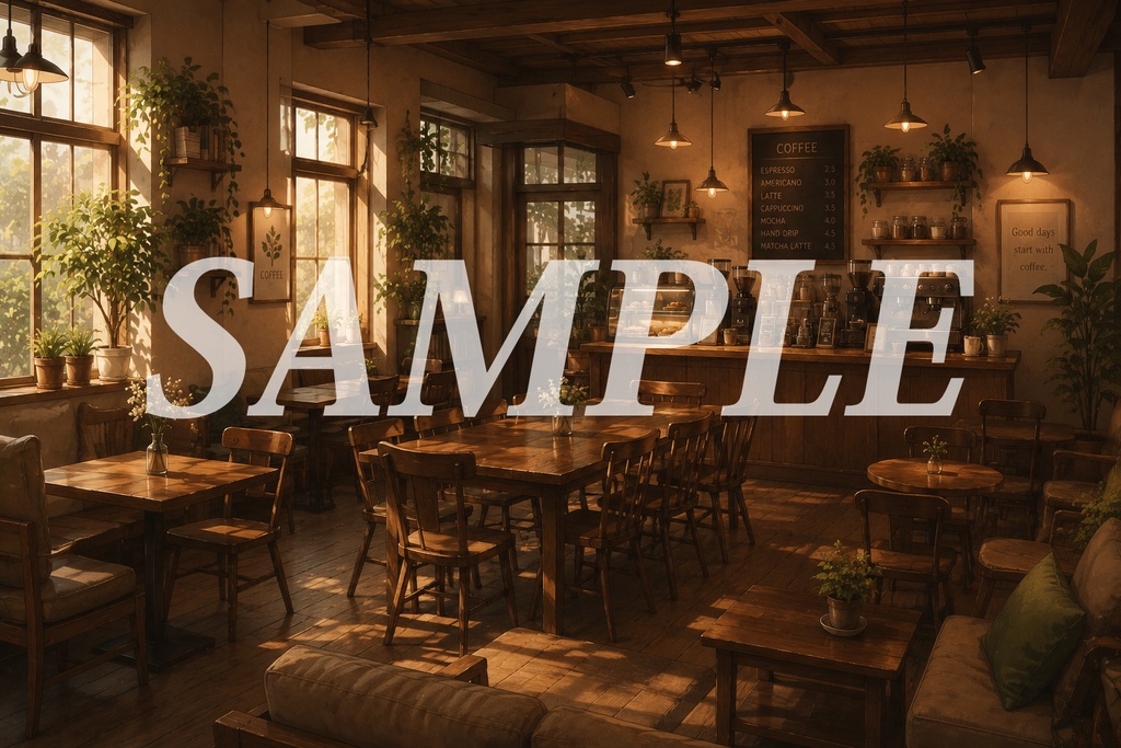 vtuber向け【配信背景素材】お洒落な喫茶店 (カフェ、喫茶店、コーヒー、暖かい)