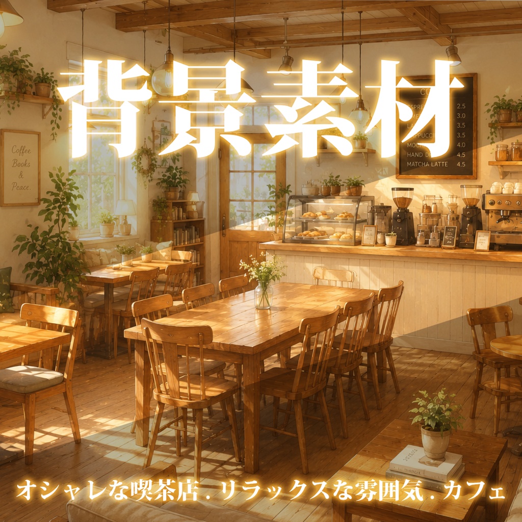 vtuber向け【配信背景素材】お洒落な喫茶店 （カフェ、喫茶店、コーヒー、暖かい）