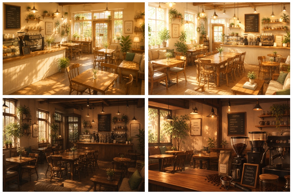 vtuber向け【配信背景素材】お洒落な喫茶店 (カフェ、喫茶店、コーヒー、暖かい)