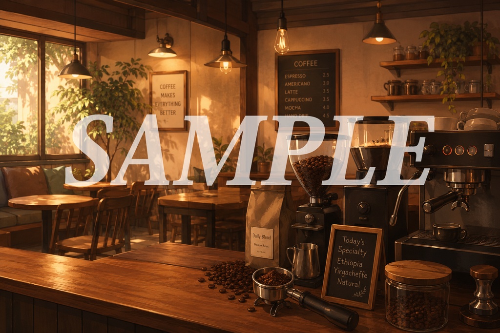 vtuber向け【配信背景素材】お洒落な喫茶店 (カフェ、喫茶店、コーヒー、暖かい)