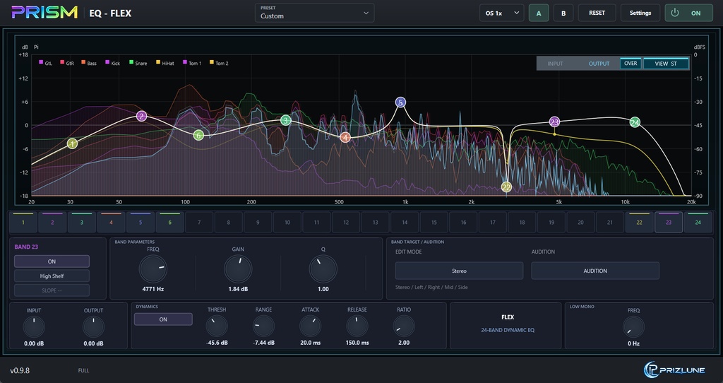 PRISM EQ - FLEX｜マルチトラック・スペクトラム搭載 24バンドDynamic EQ【Windows VST3】