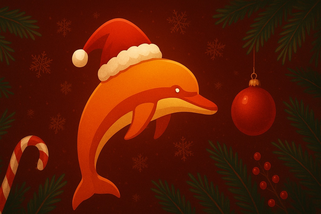 Fortify クリスマス限定スマホ壁紙 – Holiday Dolphin Edition