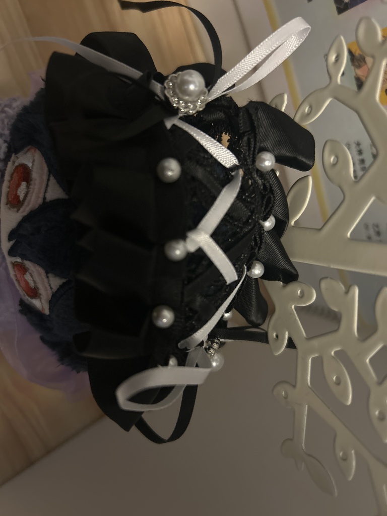 いつぬい ヘッドドレス 12cmぬい服 ハンドメイド モノトーン パール