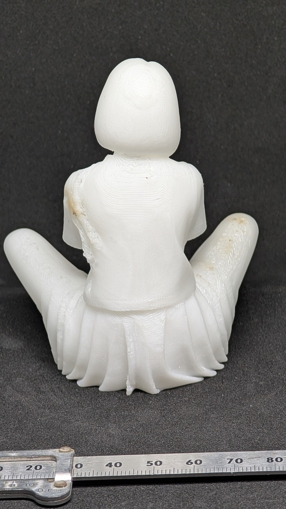 【テスト出力・特別価格】3Dスキャン リアル人物フィギュア 制服JK・あぐら(超柔軟TPE素材/スマホスタンド可)