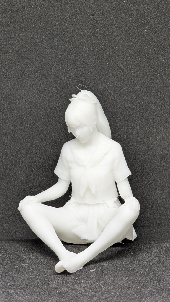 【テスト出力・特別価格】3Dプリント美少女フィギュア ポニーテール制服・あぐら（超柔軟TPE素材）