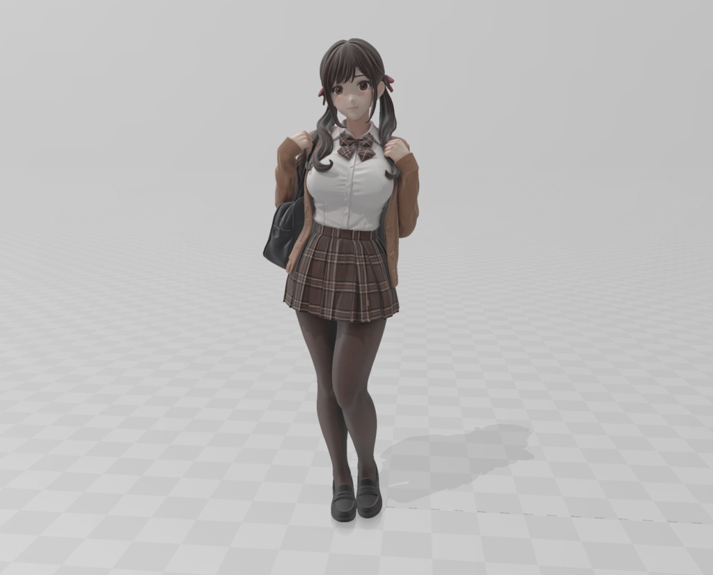 【制服JK】リアル人物3Dスキャンモデル / 3Dデータ (.glb)