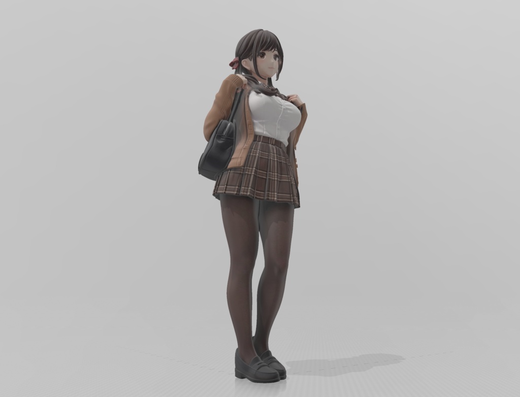 【制服JK】リアル人物3Dスキャンモデル / 3Dデータ (.glb)