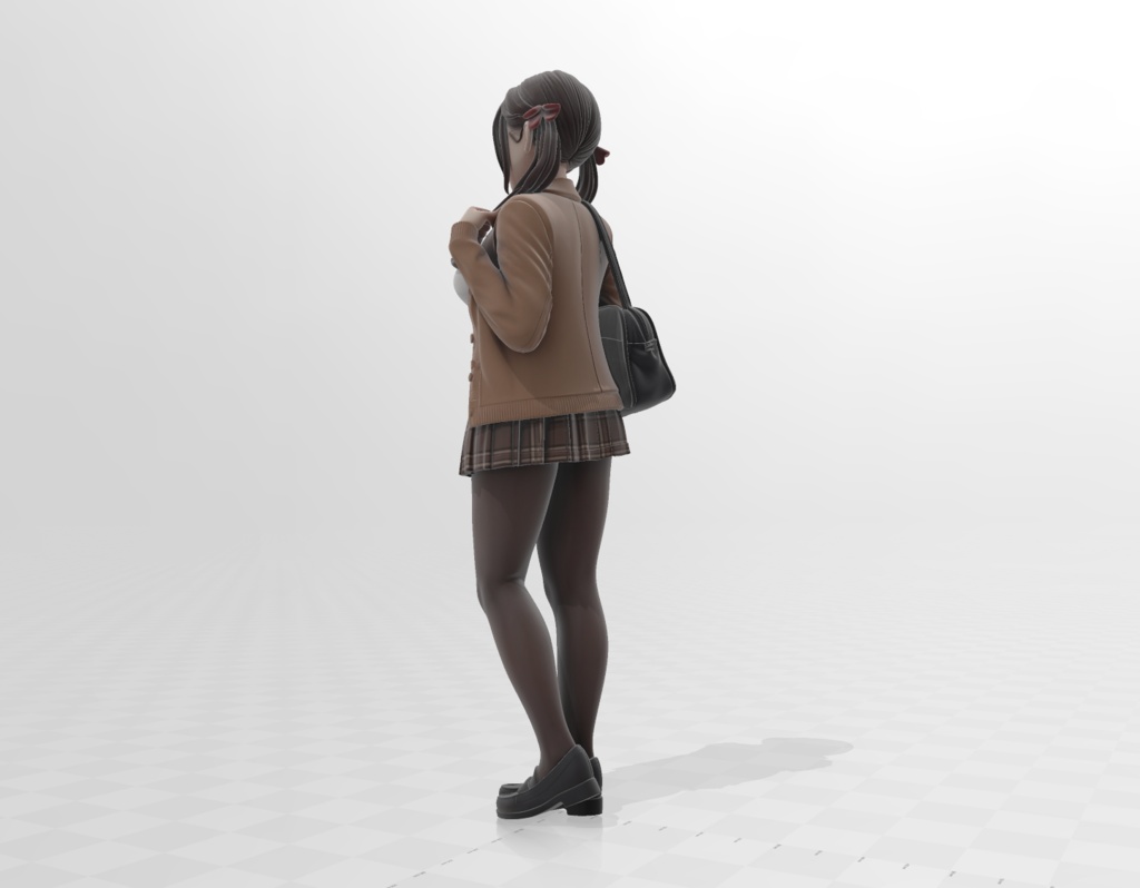 【制服JK】リアル人物3Dスキャンモデル / 3Dデータ (.glb)