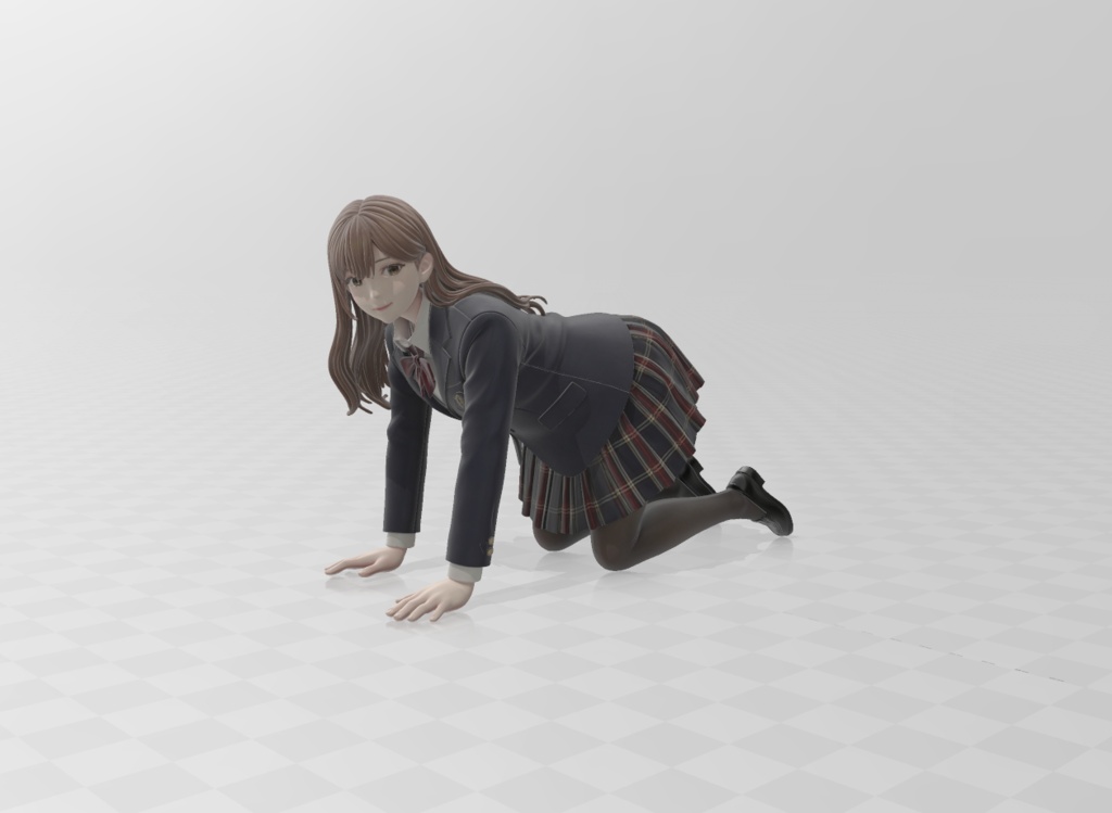 【四つん這いタイツJK】リアル3Dスキャンモデル / 3Dデータ (.glb)