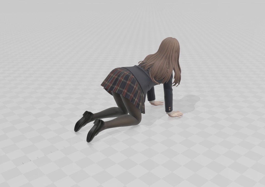 【四つん這いタイツJK】リアル3Dスキャンモデル / 3Dデータ (.glb)