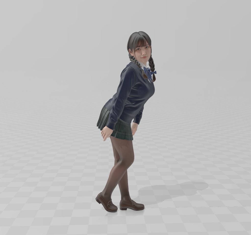 【振り向きタイツJK】リアル3Dスキャンモデル / 3Dデータ (.glb)