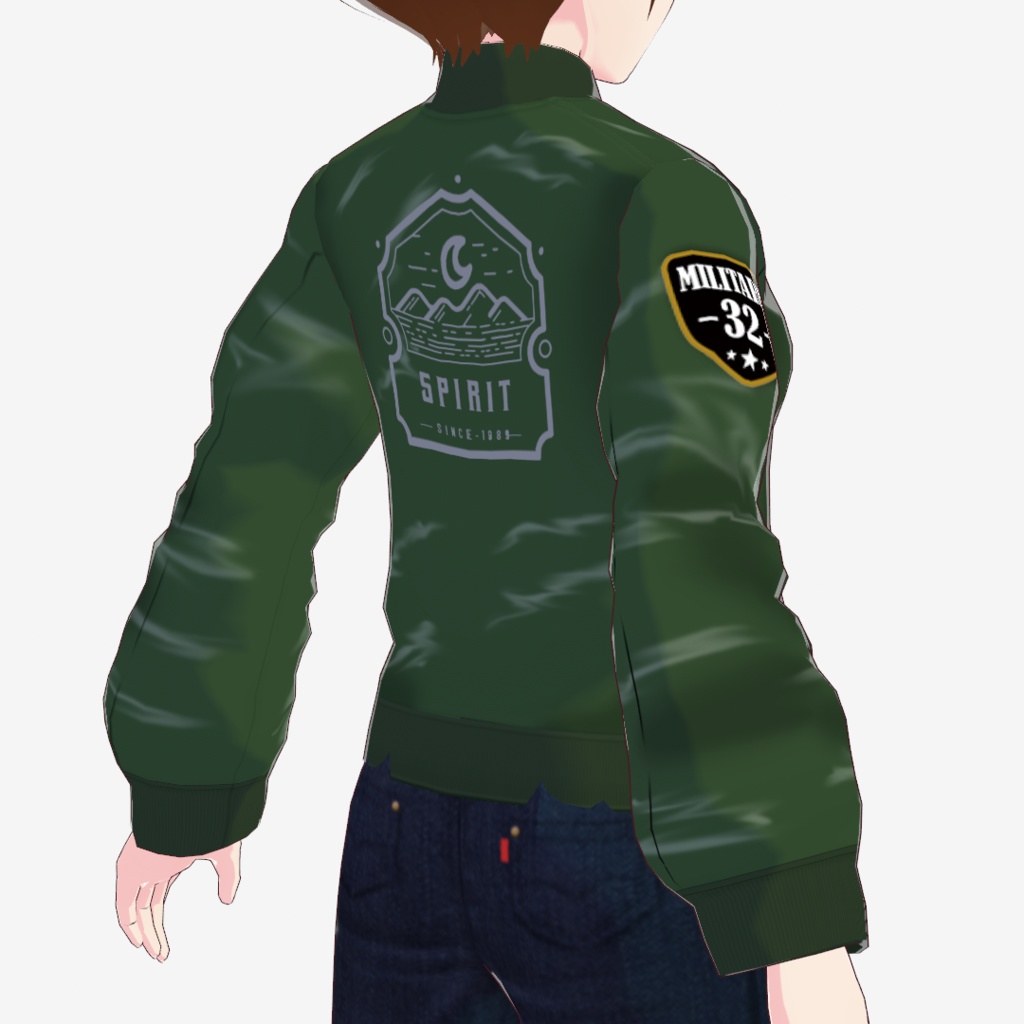 ミリタリーカラーのフライトジャケット