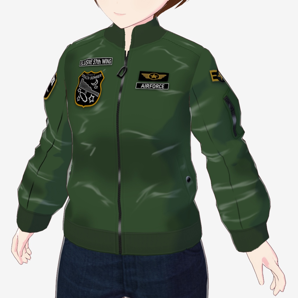 ミリタリーカラーのフライトジャケット