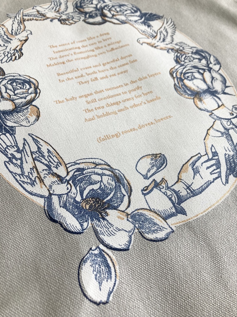 トートバッグ (falling)roses,doves,lovers.(ライトグレー/厚地)