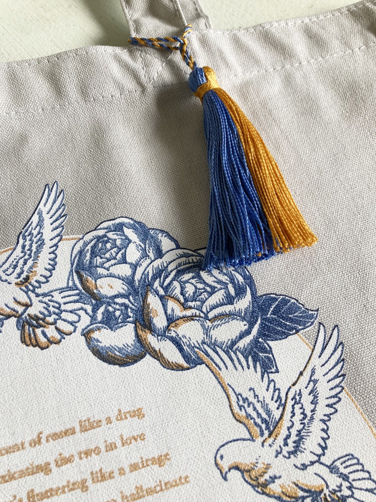 トートバッグ (falling)roses,doves,lovers.(ライトグレー/厚地)