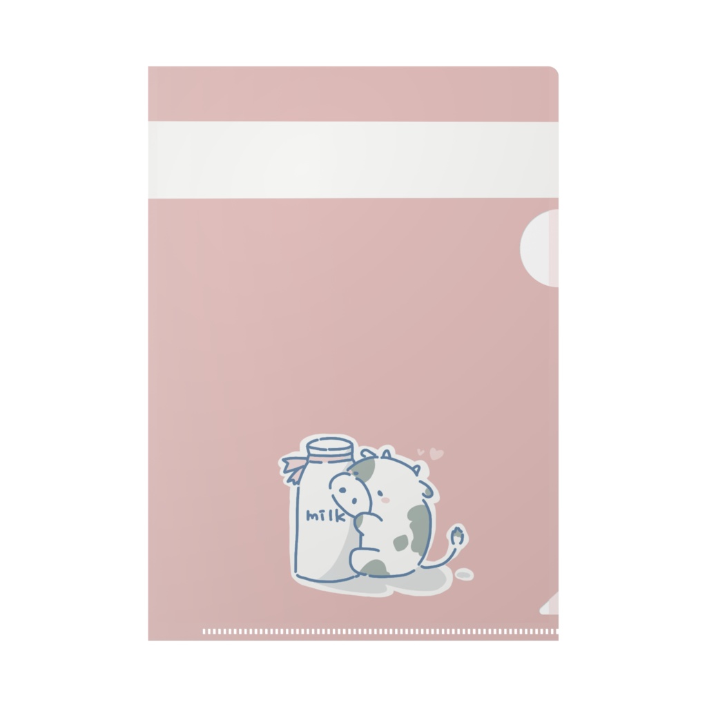 ウシとミルクのA5クリアファイル【ピンク】