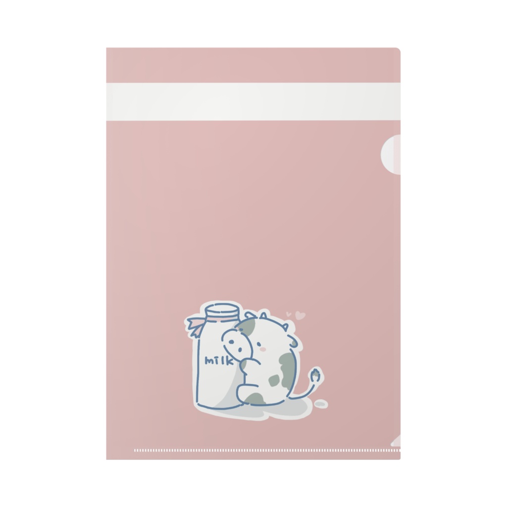 ウシとミルクのA4クリアファイル【ピンク】