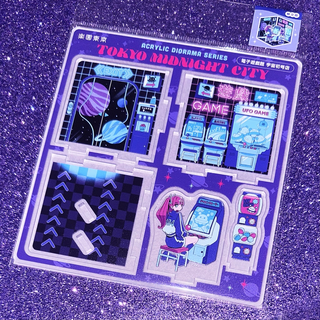 真夜中都市アクリルジオラマ【#004 電子遊戯館 宇宙初号店】