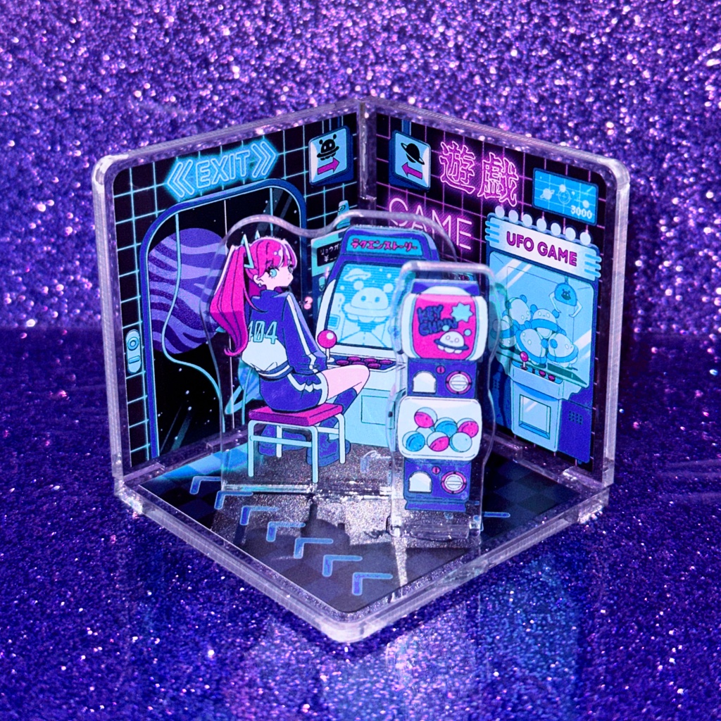 真夜中都市アクリルジオラマ【#004 電子遊戯館 宇宙初号店】