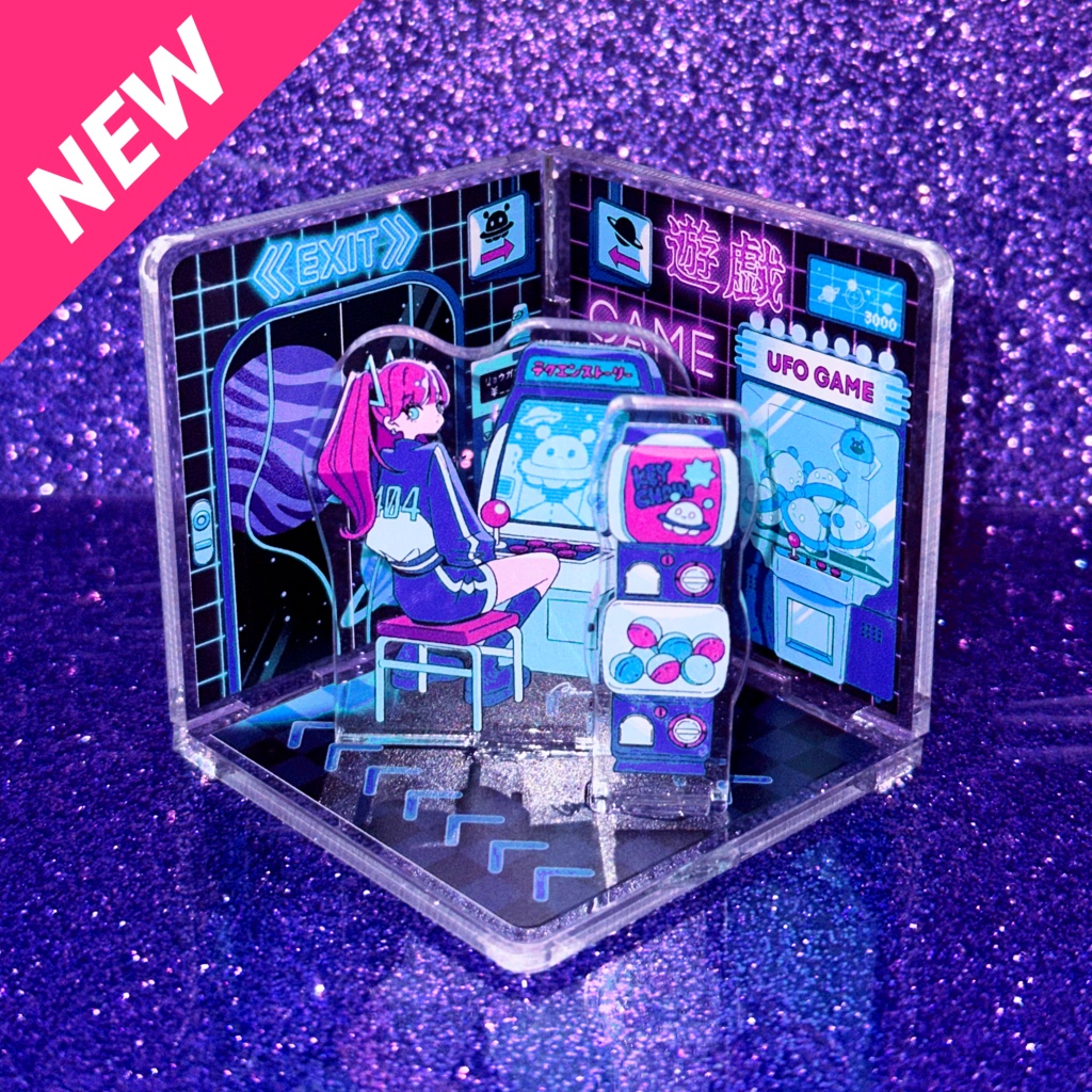 真夜中都市アクリルジオラマ【#004 電子遊戯館 宇宙初号店】