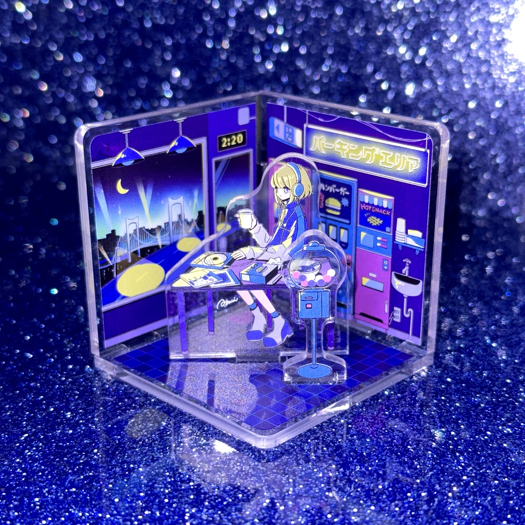 真夜中都市アクリルジオラマ【#002 湾岸パーキングエリア】