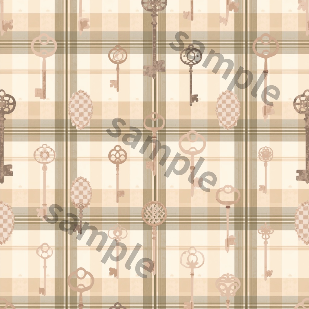 Antique × Check ― アンティーク × チェックデジタルペーパー 6柄セット|くすみカラー