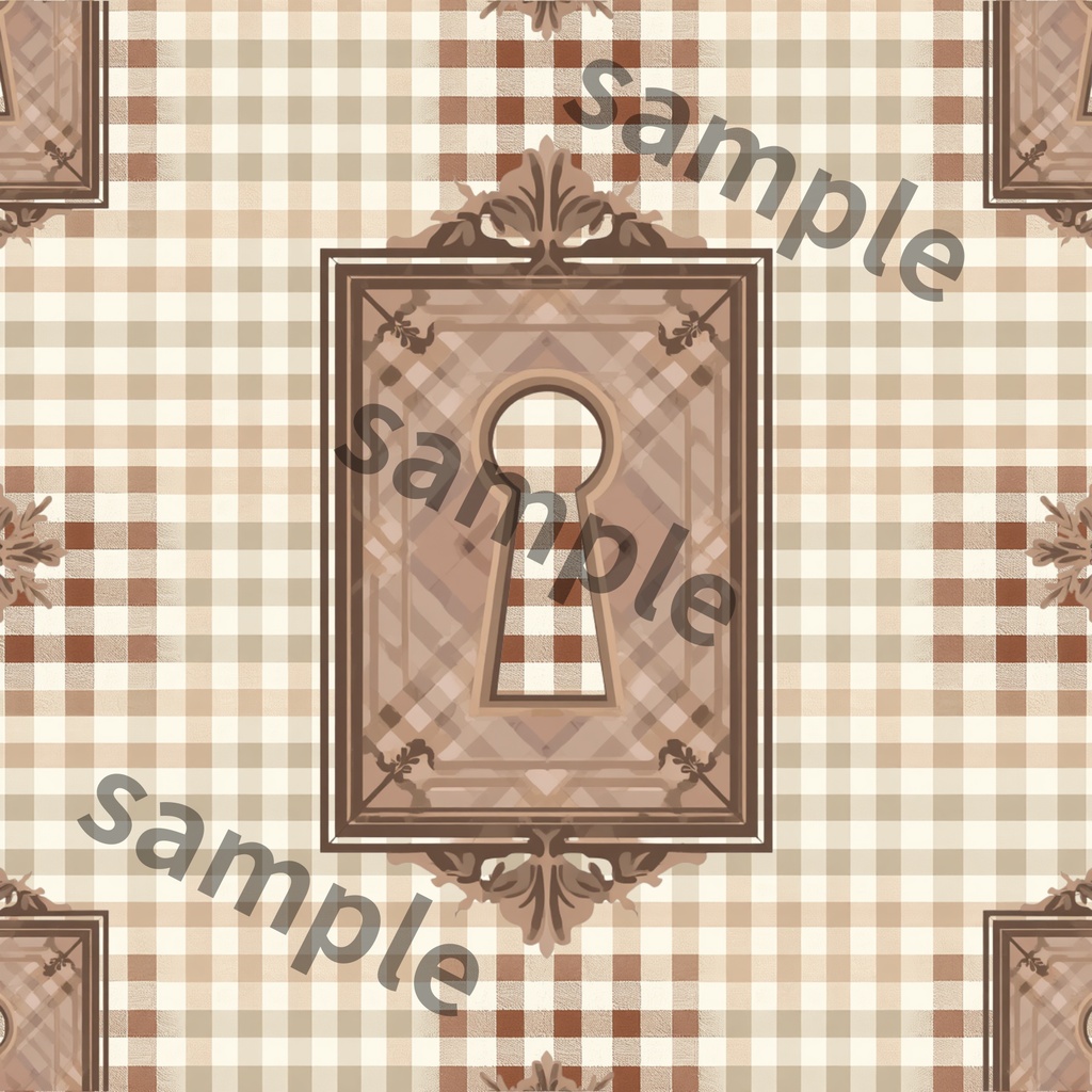 Antique × Check ― アンティーク × チェックデジタルペーパー 6柄セット|くすみカラー