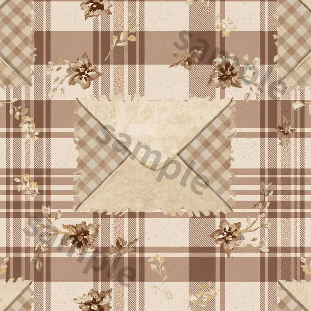 Antique × Check ― アンティーク × チェックデジタルペーパー 6柄セット|くすみカラー