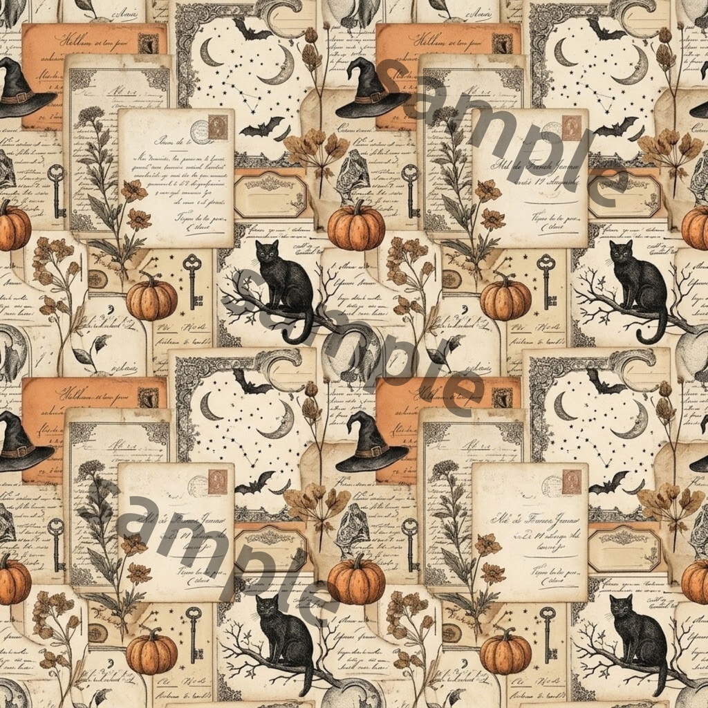 大人かわいいアンティークハロウィン|デジタルペーパー6種類|ハロウィン コラージュ・デザインペーパー