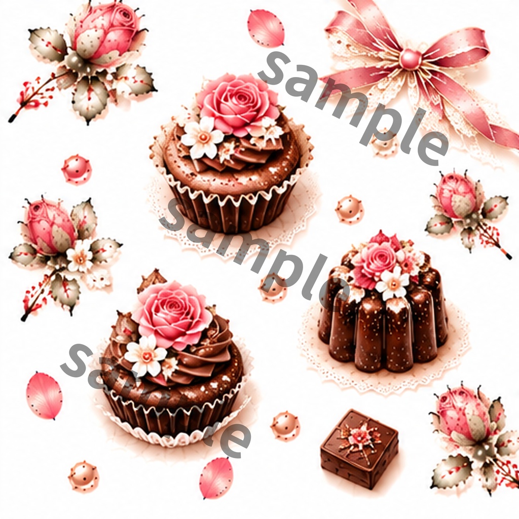 【デジタルペーパー6柄】Antique Chocolate|アンティーク チョコレート・くすみピンク・バレンタイン・大人かわいい|商用利用OK