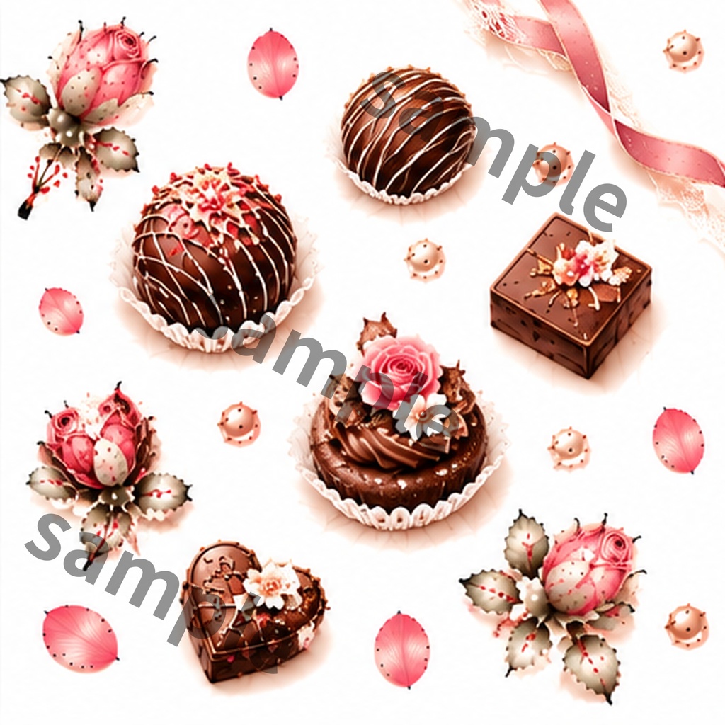 【デジタルペーパー6柄】Antique Chocolate|アンティーク チョコレート・くすみピンク・バレンタイン・大人かわいい|商用利用OK