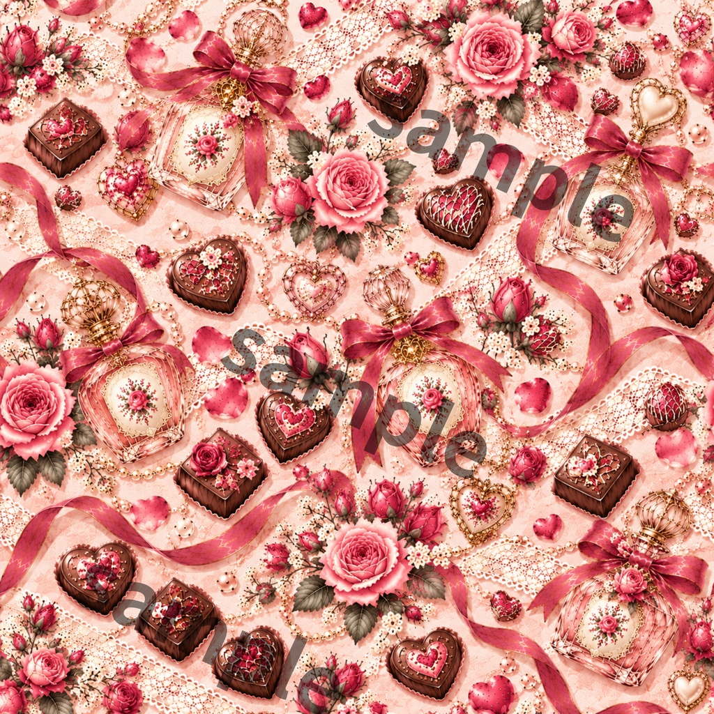 【デジタルペーパー6柄】Antique Valentine|アンティーク バレンタイン・くすみピンク・薔薇・チョコレート・コラージュ素材
