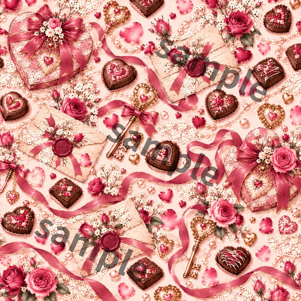 【デジタルペーパー6柄】Antique Valentine|アンティーク バレンタイン・くすみピンク・薔薇・チョコレート・コラージュ素材
