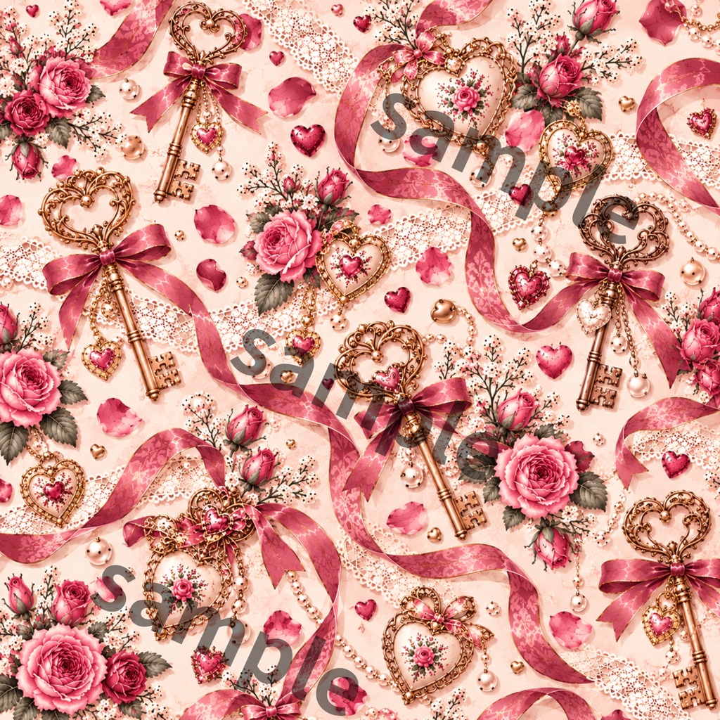 【デジタルペーパー6柄】Antique Valentine|アンティーク バレンタイン・くすみピンク・薔薇・チョコレート・コラージュ素材