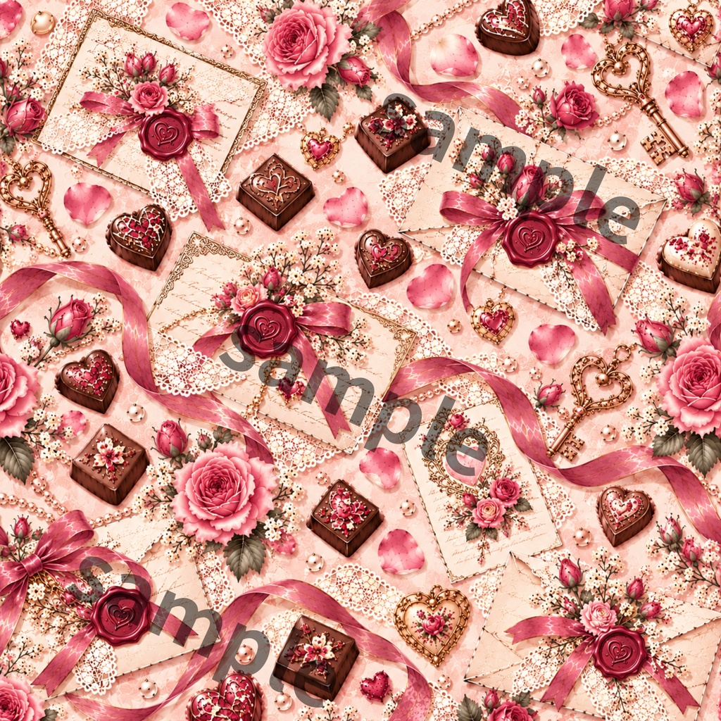 【デジタルペーパー6柄】Antique Valentine|アンティーク バレンタイン・くすみピンク・薔薇・チョコレート・コラージュ素材