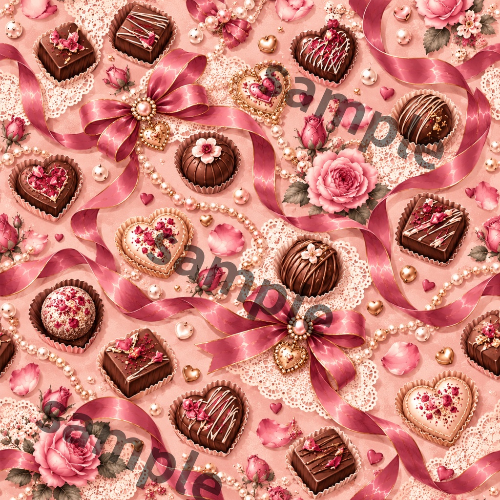 【デジタルペーパー6柄】Antique Valentine|アンティーク バレンタイン・くすみピンク・薔薇・チョコレート・コラージュ素材